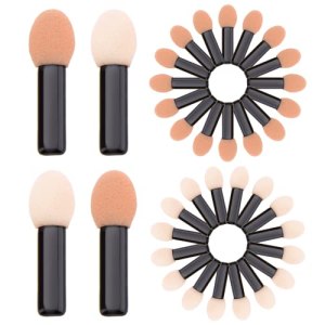 Ukerdo 50pcs Eyeshadow Brush Disposable Applicators Make Up Beauty Single-Head Dual-Sided Sponge Latex Oval Tipped