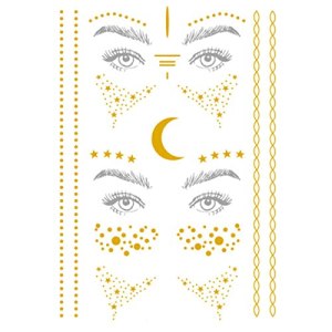EORTA Glitter Metallic Foil Tattoo Stickers, Waterproof, 3 Sets