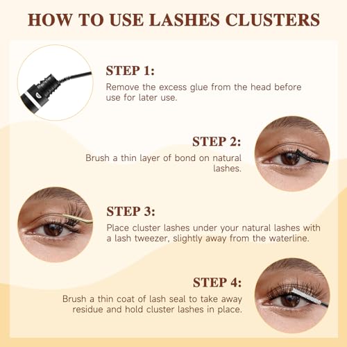 QUEWEL Lash Extension Kit, Clusters Bond & Seal, Applicator Tool, Glue Remover, Natural Look (FDD-H01-kit) - Image 28