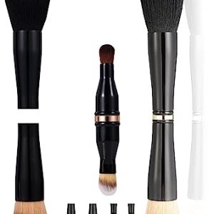 Taicols 4 in 1 Travel Makeup Brush, Multi-Functional Portable Double Ended Brush Set