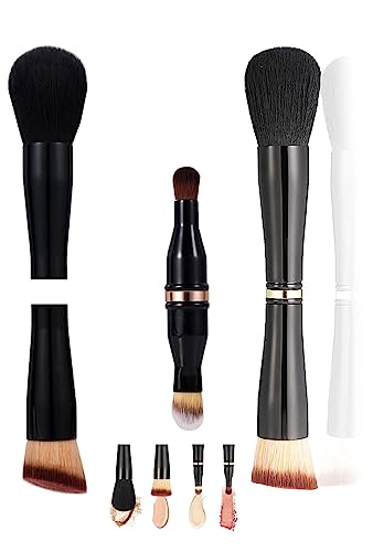 Taicols 4 in 1 Travel Makeup Brush, Multi-Functional Portable Double Ended Brush Set