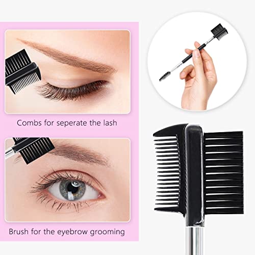 Eyelash Curlers Eyebrow Brush Kit w/ Lash Curler, Eyelash Comb, Mascara Brushes, Extension Tweezers, Angled Brush & Comb, 10 Silicone Refills - Image 2