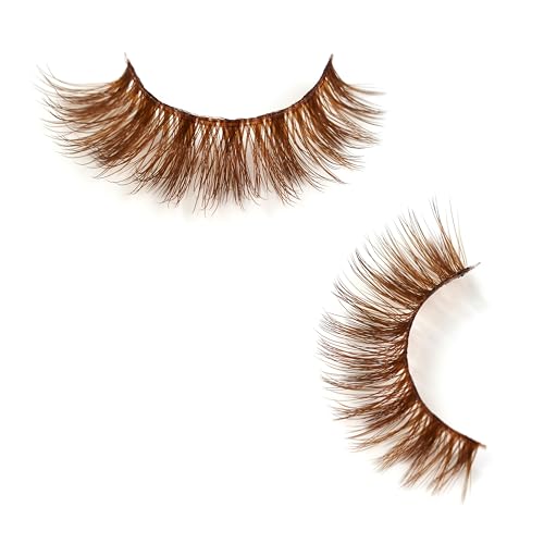 Brown False Eyelashes 3D Clear Band Cat Eye Wispy Lashes Natural Look Short Soft Reusable (5 Pairs-B200) - Image 9