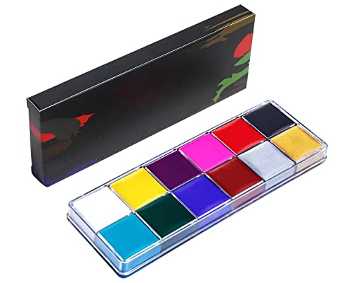 Halloween Face Body Paint Oil 12 Color, Professional Non Toxic Safe Makeup Kit