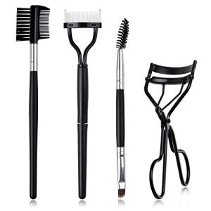 Eyelash Comb Lashes Curler, EBANKU 4Pcs Professional Eye Brow Spoolie Brush for Makeup Grooming (Black)