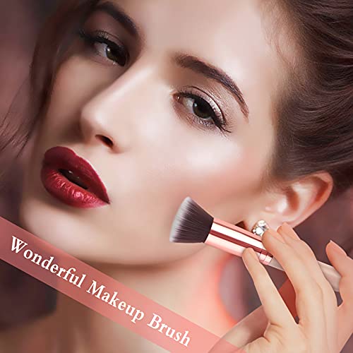 Professional Makeup Brush Set Flat Head Soft Synthetic Fiber Blush Buffing - Image 4