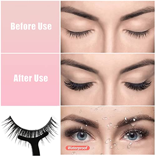 Reusable Self-adhesive Fake Eyelashes - Natural Look Fluffy Curly False Eyelashes without Glue - Faux-mink Wispy Cat Eye Fake Lashes Clusters - 3D Effect Fairy Long Curly Lashes (3 Pairs) - Image 2