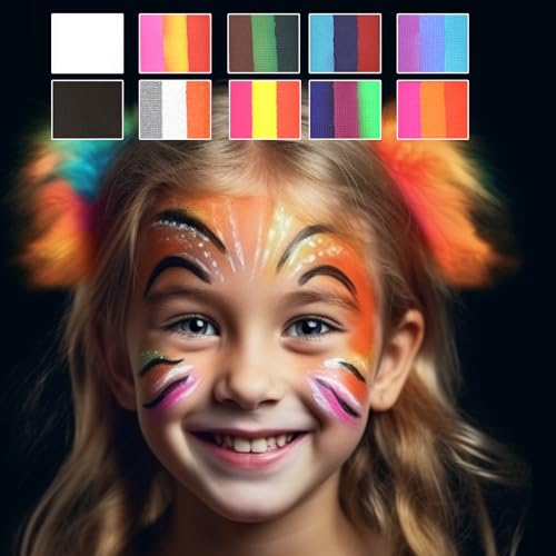 Rainbow Face Painting Kit For Kids Party with Stencils, Brushes, Safe and Non-Toxic Water Based - Image 2