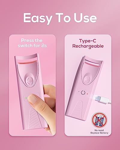 Heated Eyelash Curler, Electric Lash Curler Rechargeable, Tiny&Compact, Smiling Shark - Image 3