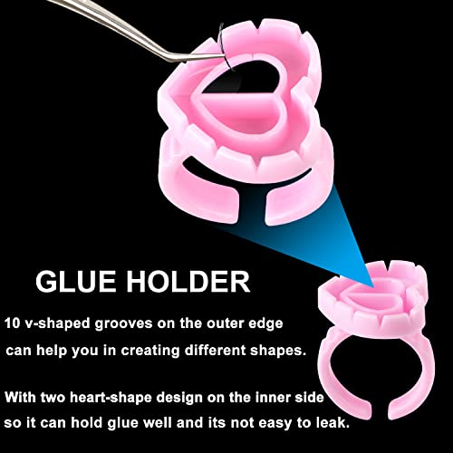 Glue Rings 100PCS for Eyelash Extensions Disposable Lash Glue Holder Pink - Image 2