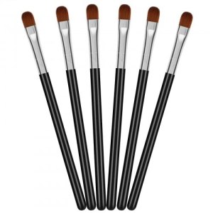 Dokpav 6 PCS Eyeshadow Brushes, Soft Synthetic Hairs, Long Handle, Oval Eyeliner, Lip Mask, Professional Eye Applicator (Black)