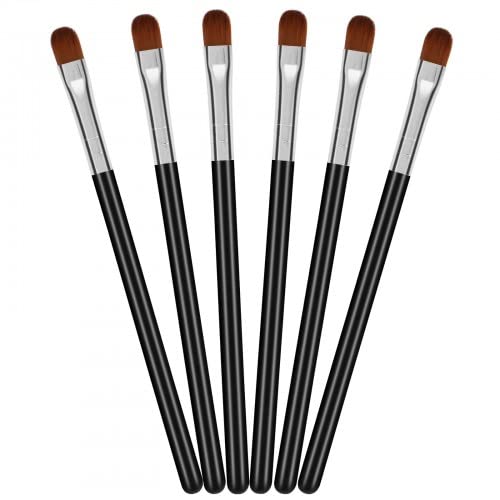 Dokpav 6 PCS Eyeshadow Brushes, Soft Synthetic Hairs, Long Handle, Oval Eyeliner, Lip Mask, Professional Eye Applicator (Black)