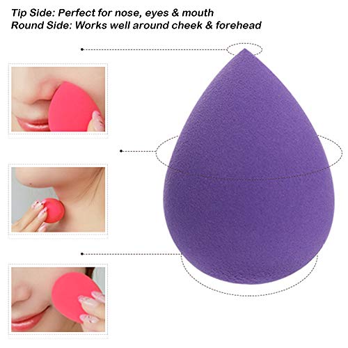 5 Pieces Beauty Sponge and 5 Pieces Powder Puff, findTop Makeup Beauty Sponges Blender, Replacement for Powder Foundation Container, 2.4 Inch - Image 2