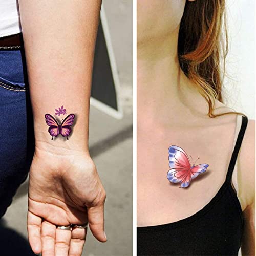 Butterfly Temporary Tattoos for Girls Women, Waterproof 3D Effect, 30 Sheets 110 Pcs - Image 2