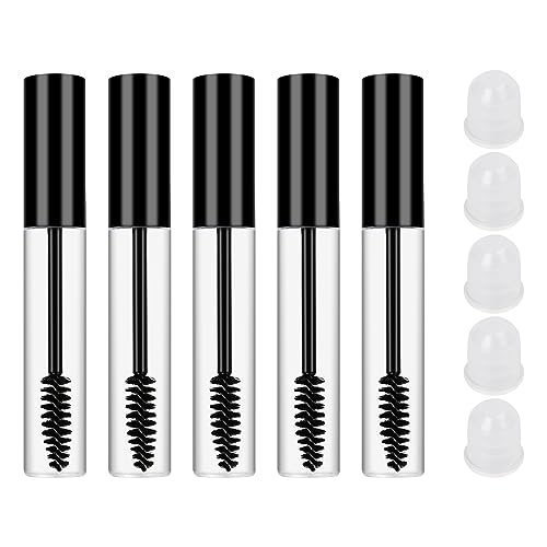 Dokpav 5Pcs Reusable Empty Mascara Tube Set, 10ml Capacity, Black Color