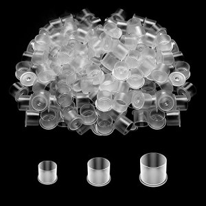 SOTICA Tattoo Ink Caps - Mixed Tattoo Ink Cups 300PCS with Base, Disposable, Plastic, Microblading, 11mm 14mm 17mm