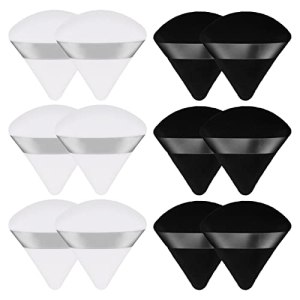 JOELELI 12 Pcs Powder Puff Soft Triangle Makeup Sponge Black & White