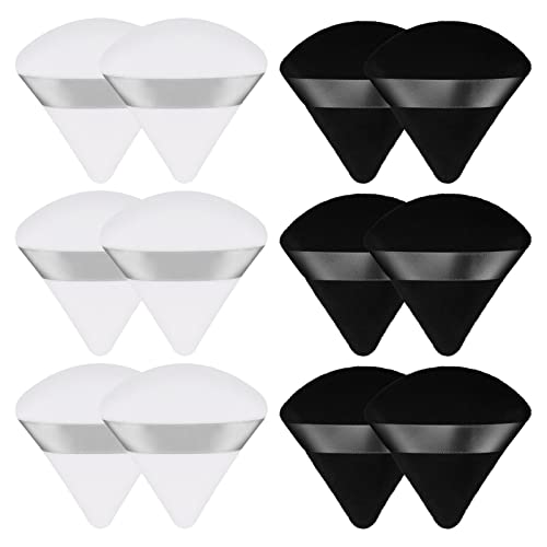 JOELELI 12 Pcs Powder Puff Soft Triangle Makeup Sponge Black & White