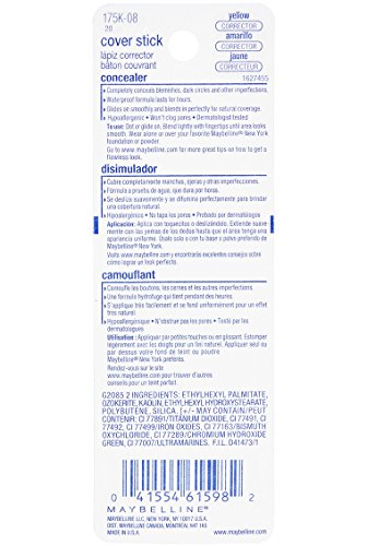 Maybelline New York Cover Stick Concealer, Waterproof, Corrective Yellow, 0.16 Oz - Image 2