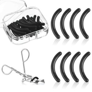 Silicone Eyelash Curler Pads 30 Pcs Black Universal Replacement Pads Storage Box