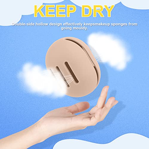 Makeup Sponge Holder Silicone Beauty Blender Reusable Washable Travel Container (Khaki) - Image 3
