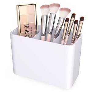 CHANCETSUI Makeup Brush Holder Organizer, 3 Slot- White, Sturdy PET Material