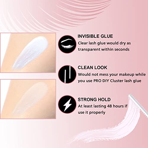 PRO LASHBEAUTY Cluster Lash Glue Clear 48-Hour Waterproof Hold Vegan Formula - Image 2