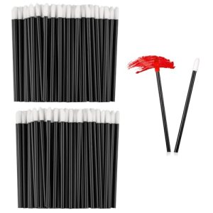 100 Pcs Disposable Lip Brushes, Lint Free Makeup Applicators Black