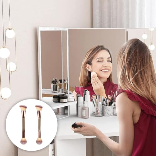 Double Ended Makeup Brushes for Liquid and Powder Cosmetics, Foundation Concealer and Blending Brush, Premium Quality Synthetic Dense Bristles, BRBASAP - Image 3