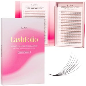 LLBA LashFolio Narrow Promade Fans | Handmade Volume Eyelashes | 5D~10D | C CC D Curl | 0.03~0.07mm Thickness | 8-15mm Length
