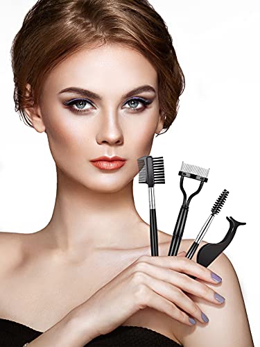 Eyelash Comb Lashes Curler, EBANKU 4Pcs Professional Eye Brow Spoolie Brush for Makeup Grooming (Black) - Image 10