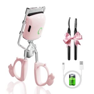 Asimebesty Heated Eyelash Curlers, Metal Silicone Pads, 2 Modes, Rechargeable
