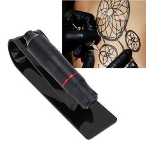 Transparent Tattoo Gun Holder, Plastic Tattoo Pen Holder Stand Machine Display Support Rack Organizer (Black)