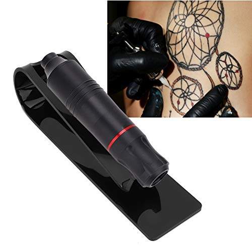 Transparent Tattoo Gun Holder, Plastic Tattoo Pen Holder Stand Machine Display Support Rack Organizer (Black)