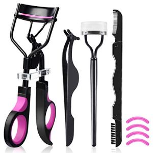 Eyelash Curler Kit with Brush and Tweezers for Natural Eyelashes
