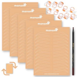 Manami 5 Double Sided Latex Practice Skin 8x6 - Eyebrow Tattoo 120 Pairs | Ombré Brows | Nano Brows | PMU Training Kit