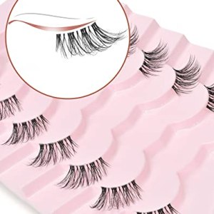 Half Lashes Wispy 3D Faux Mink Natural Look Clear Band 7 Pairs C03