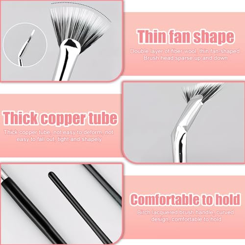 Eyebrow Brush, Mascara Fan Brush, 3 Pcs Angled Fan Shaped Eyelash Brush, Enhance Lower Lashes JieGuanG - Image 2