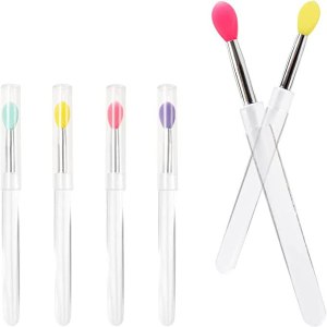 LALOCAPEYO Silicone Lip Brushes 4 Pcs Eyeshadow and Lip Gloss Makeup Brushes Reusable