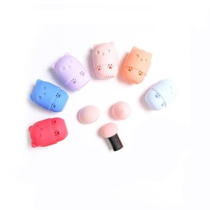 QYCX 6 Pcs Beauty Sponge Blender Container, Reusable Travel Case, Soft Silicone, Cute Design