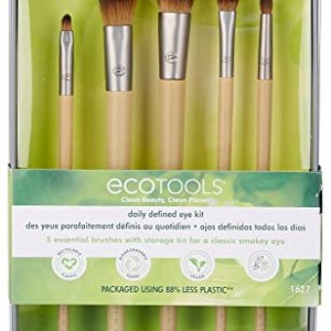 EcoTools Daily Defined Eye Makeup Brush Kit, 6 Piece Set, Eco-Friendly Storage Case