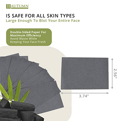 JJ Autumn 300 Counts Oil Blotting Sheets for Face, Natural Bamboo Charcoal, Oil Absorbing - Image 3