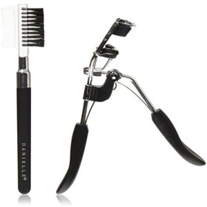 Soft Touch Stainless Steel Eyelash Curler Brow Brush Set, Professional Quality, Black