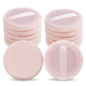 WLLHYF 12PCS Pink Cotton Makeup Powder Puffs Round for Face Loose Powder