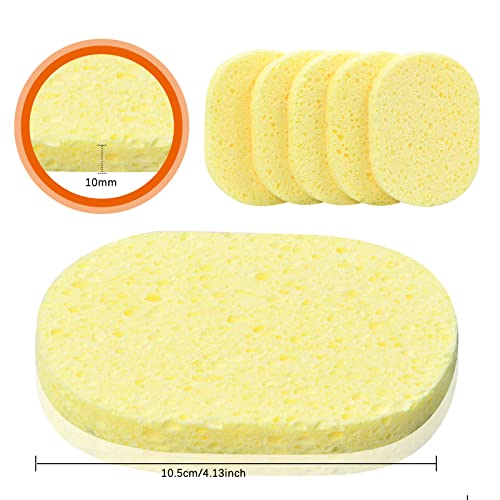 Facial Sponges, Natural Wood Pulp, 10.5cm, Yellow - Image 2