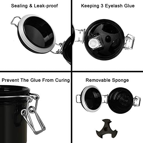 Eyelash Glue Storage Tank, Activated Carbon, Leak-Proof, Large Size, Black - Image 3