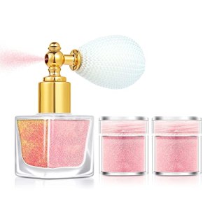 RoseFlower Glitter Spray, Pink Shimmer Sparkle for Hair, Face, Clothing - Festive Makeup Highlight