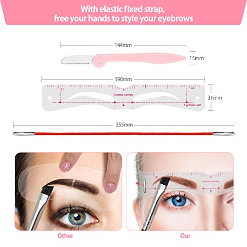 Eyebrow Stencils Kit + Razor, Reusable, Elaborate, 3 Minutes Makeup Tools - Image 3