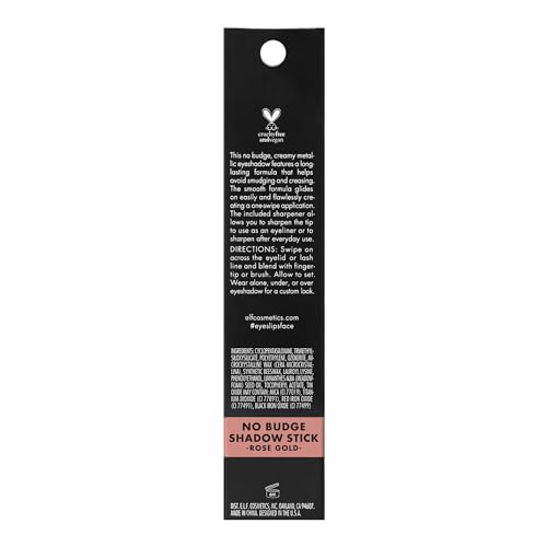 e.l.f. Cosmetics No Budge Shadow Stick, Metallic Finish, Rose Gold, Creamy & Long-Lasting - Image 2