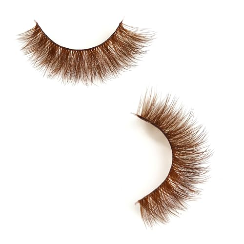 Brown False Eyelashes 3D Clear Band Cat Eye Wispy Lashes Natural Look Short Soft Reusable (5 Pairs-B200) - Image 6